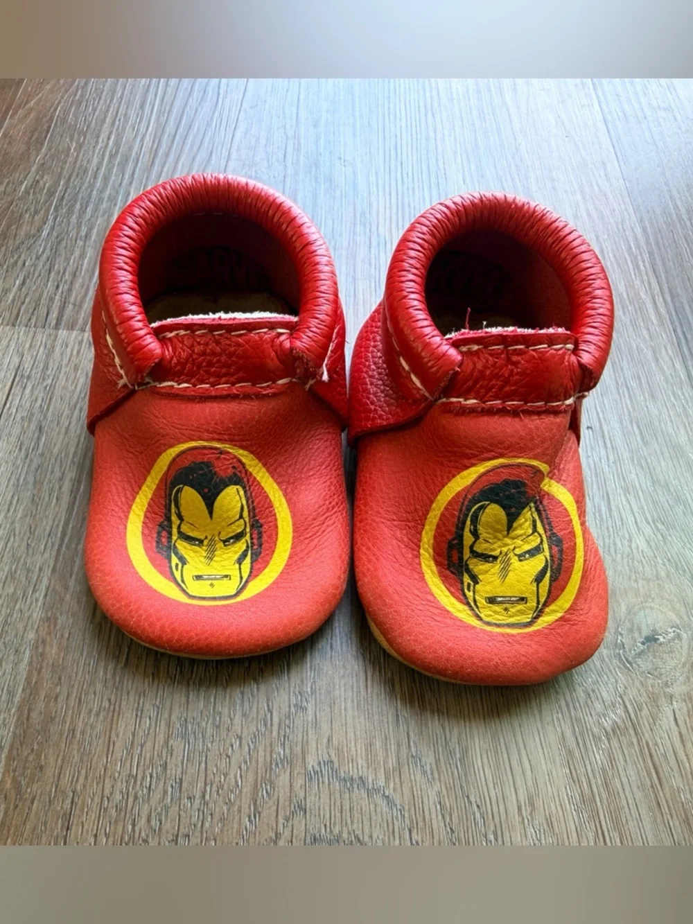 FRESHLY PICKED | Iron Man Baby Moccasins | Soft Sole | Crib Shoes